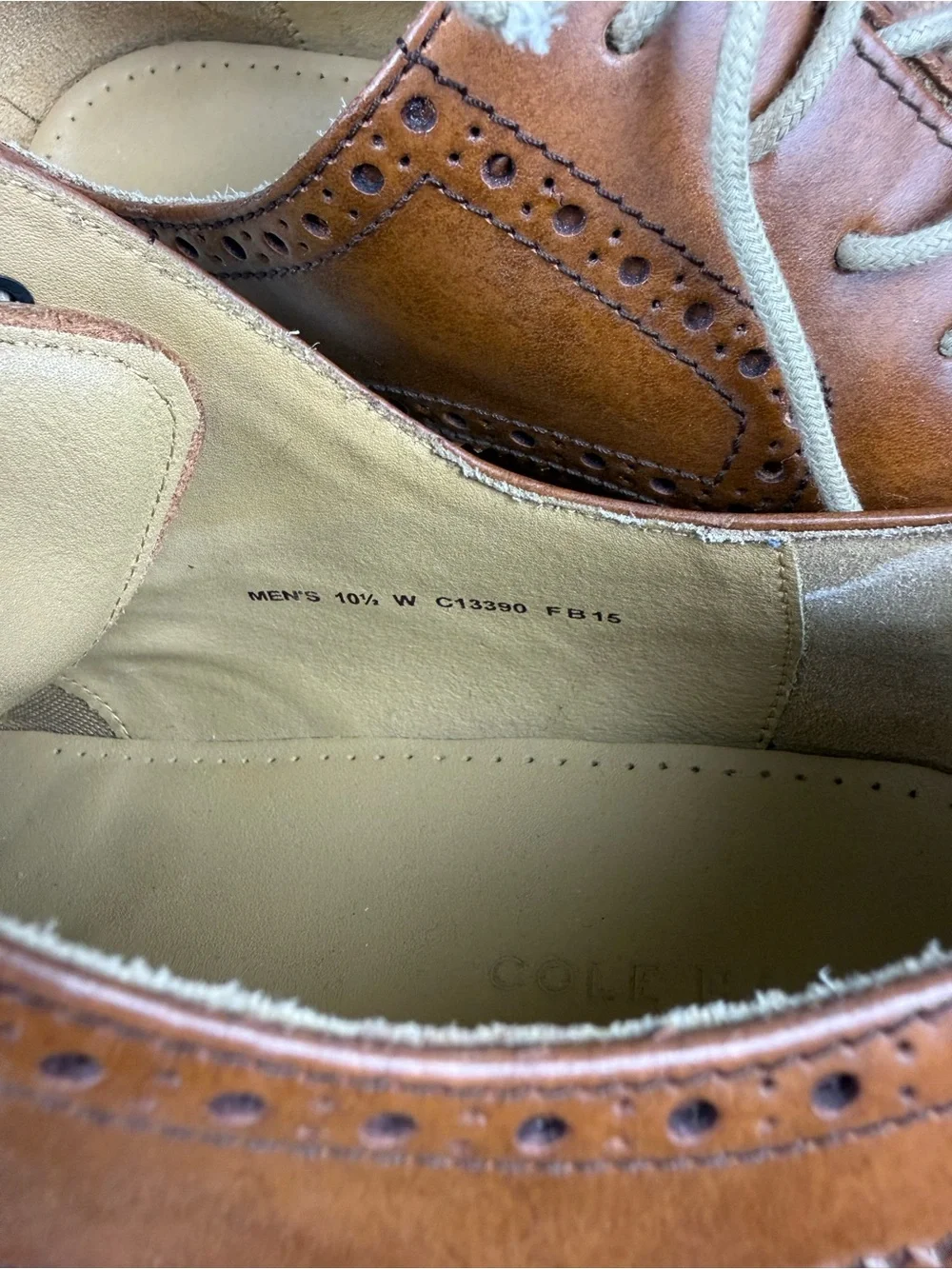 Cole Haan Brown Leather Wingtip Oxfords Men’s 10.5 Wide Dress Shoes